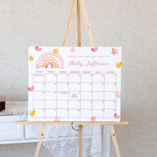 ピンク色のレインボー推測の締め切り日カレンダー ポスター