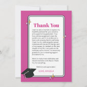 ピンク色のレトロな波状の感謝してい写真 サンキューカード (裏面)
