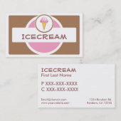 ピンク色のレトロシンプルなアイスクリームの名刺 名刺 (正面/裏面)