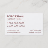 ピンク色のレトロシンプルなアイスクリームの名刺 名刺 (裏面)