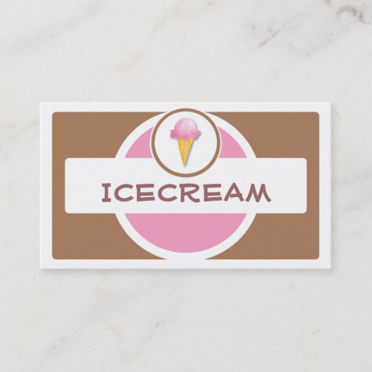 ピンク色のレトロシンプルなアイスクリームの名刺 名刺 (正面)
