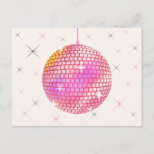ピンク色のレトロディスコ ポストカード (正面)