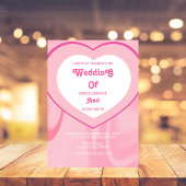 ピンク色のレトロヴィンテージ70結婚年代 招待状