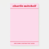 ピンク色のレトロ名 ポストイット (正面)