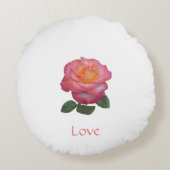 ピンク色のローズが白 ラウンドクッション (裏面)