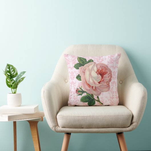 ピンク色のローズオンピンクエレガントリバーシブルヴィンテージ クッション (椅子)