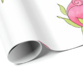 ピンク色のローズブドパターン ラッピングペーパー (ロールコーナー)