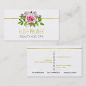 ピンク色のローズブーケフローラ 名刺 (正面/裏面)