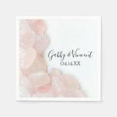 ピンク色のローズ結婚クォーツ スタンダードカクテルナプキン (正面)