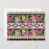 ピンク色のワイルドフラワーの部族模様 ポストカード (正面/裏面)