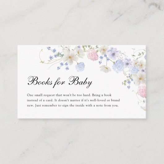 ピンク色のワイルドフラワージェンダーが本をベビー エンクロージャーカード (正面)
