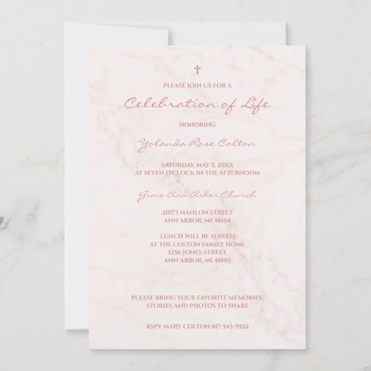 ピンク色の一つのリースを愛する追悼式 (裏面)