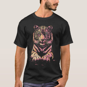ピンク色の一色の虎 Tシャツ