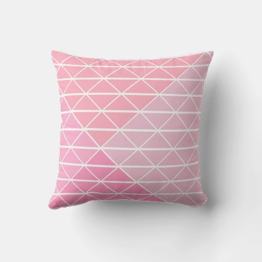 ピンク色の三角形のかわいい幾何学模様 クッション (裏面)