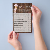 ピンク色の上または下女性のカーボーイベビーシャワーゲームカード チラシ (ハンドル)