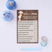 ピンク色の上または下女性のカーボーイベビーシャワーゲームカード チラシ (シングル)