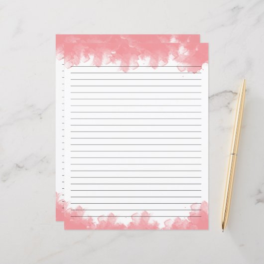 ピンク色の並んだ文房具紙 (正面/裏面インサイチュ)