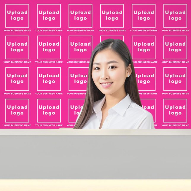 ピンク色の会社名とロゴ 壁紙 (Business name and logo on pink wallpaper)