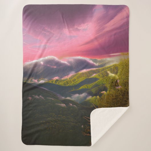 ピンク色の光の日の出 シェルパブランケット (正面)