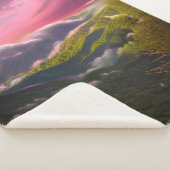 ピンク色の光の日の出 シェルパブランケット (3/4)