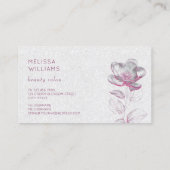 ピンク色の光沢のあるメタリックフラワーを透明にする 名刺 (裏面)