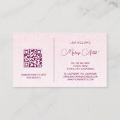 ピンク色の光沢のあるメタリックフラワー 名刺 (裏面)