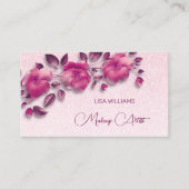 ピンク色の光沢のあるメタリックフラワー 名刺 (正面)