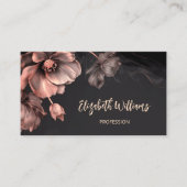 ピンク色の光沢のある花（黒） 名刺 (正面)