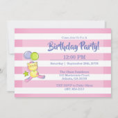 ピンク色の写真を1つ誕生日 招待状 (裏面)