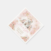 ピンク色の冬かわいいクマその女の子の赤ちゃんシャワー スタンダードカクテルナプキン (角)