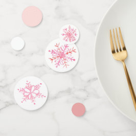 ピンク色の冬のかわいい雪片パーティー紙吹雪デコーラ コンフェッティ