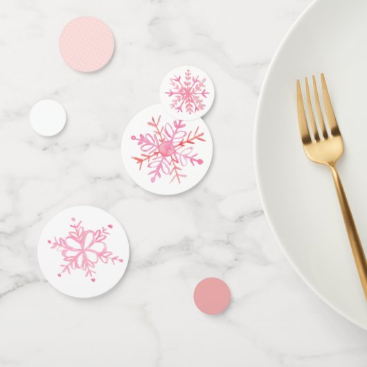 ピンク色の冬のかわいい雪片パーティー紙吹雪デコーラ コンフェッティ (グループ)