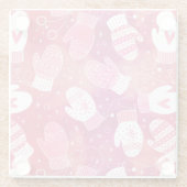 ピンク色の冬のクリスマスのミッテンス ガラスコースター (裏面)