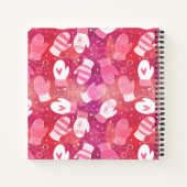 ピンク色の冬のクリスマスのミッテンス ノートブック (裏面)