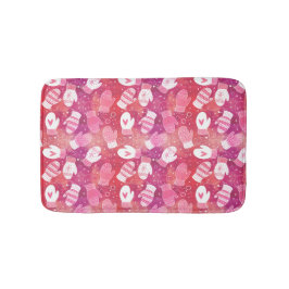 ピンク色の冬のクリスマスのミッテンス バスマット