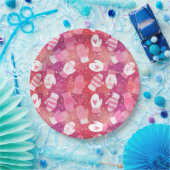 ピンク色の冬のクリスマスのミッテンス ペーパープレート (パーティー)