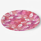 ピンク色の冬のクリスマスのミッテンス ペーパープレート (アングル)