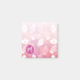 ピンク色の冬のクリスマスのミッテンス ポストイット