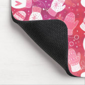 ピンク色の冬のクリスマスのミッテンス マウスパッド (コーナー)