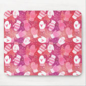 ピンク色の冬のクリスマスのミッテンス マウスパッド (正面)