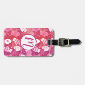 ピンク色の冬のクリスマスのミッテンス ラゲッジタグ (正面横)