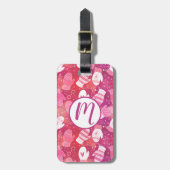 ピンク色の冬のクリスマスのミッテンス ラゲッジタグ (正面縦)