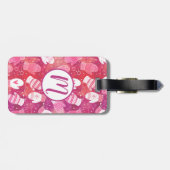 ピンク色の冬のクリスマスのミッテンス ラゲッジタグ (裏面横)