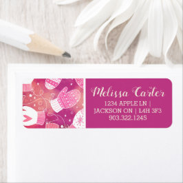 ピンク色の冬のクリスマスのミッテンス ラベル