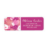 ピンク色の冬のクリスマスのミッテンス ラベル (正面)