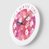 ピンク色の冬のクリスマスのミッテンス ラージ壁時計 (傾斜)