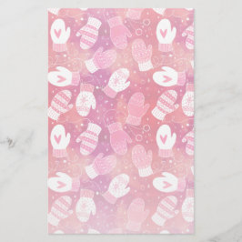 ピンク色の冬のクリスマスのミッテンス 便箋