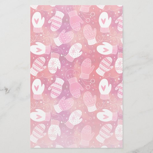 ピンク色の冬のクリスマスのミッテンス 便箋 (裏面)