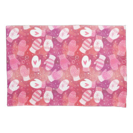 ピンク色の冬のクリスマスのミッテンス 枕カバー