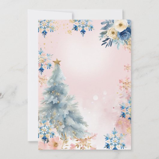 ピンク色の冬の鹿のクリスマスジェンダーが明らかになる 招待状 (裏面)